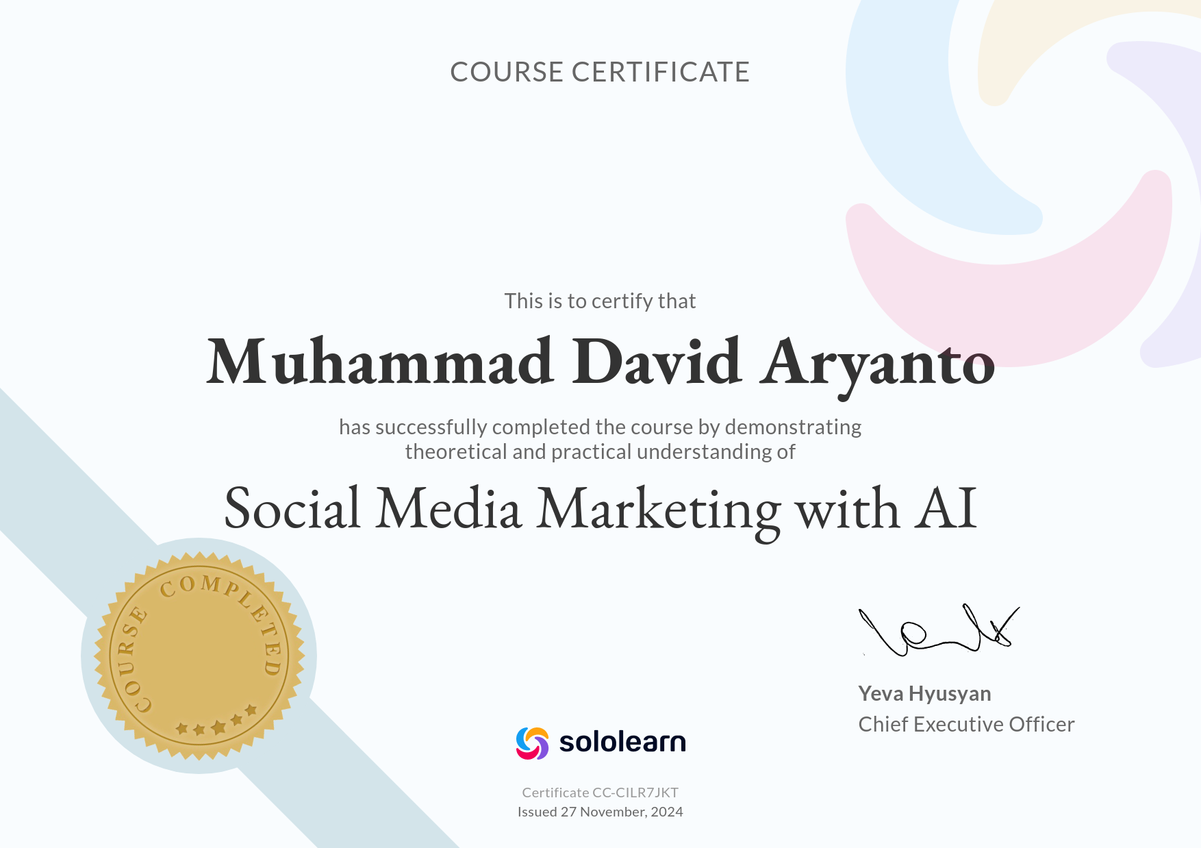 Social Media Marketing Certificate Preview