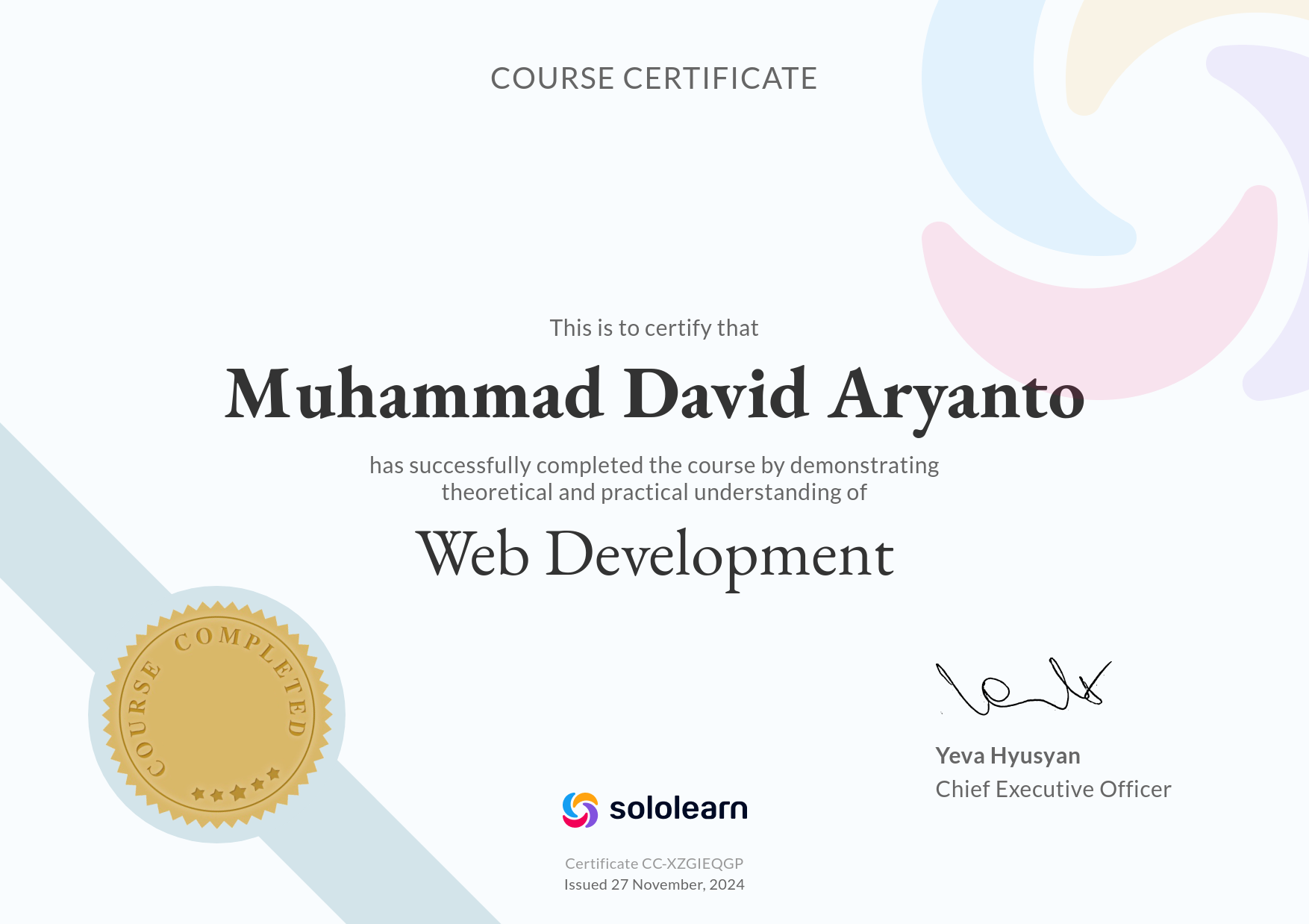 Web Development Certificate Preview